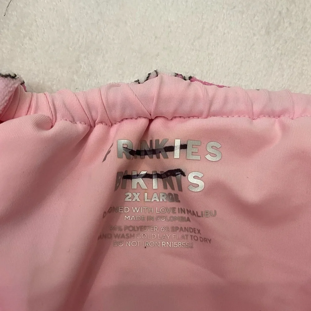 New! Frankie’s bikinis Tia Terry String Bikini Bottom Pink Daisy 3730